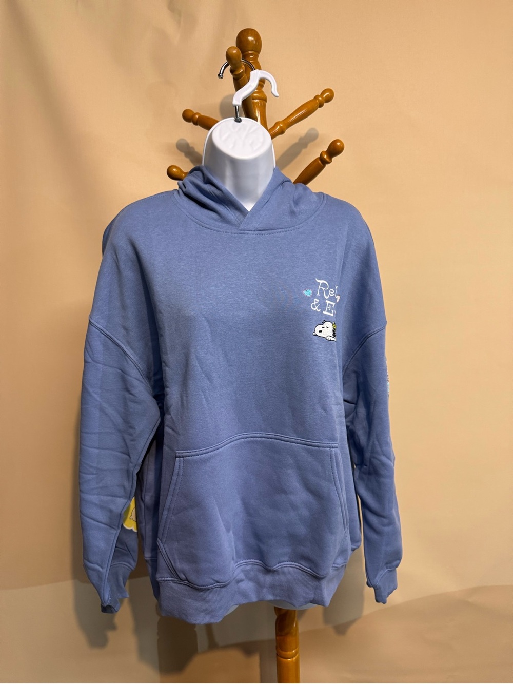 Women’s Snoopy Peanuts Embroidered Relax & Enjoy Blue Pullover Hoodie w Patches